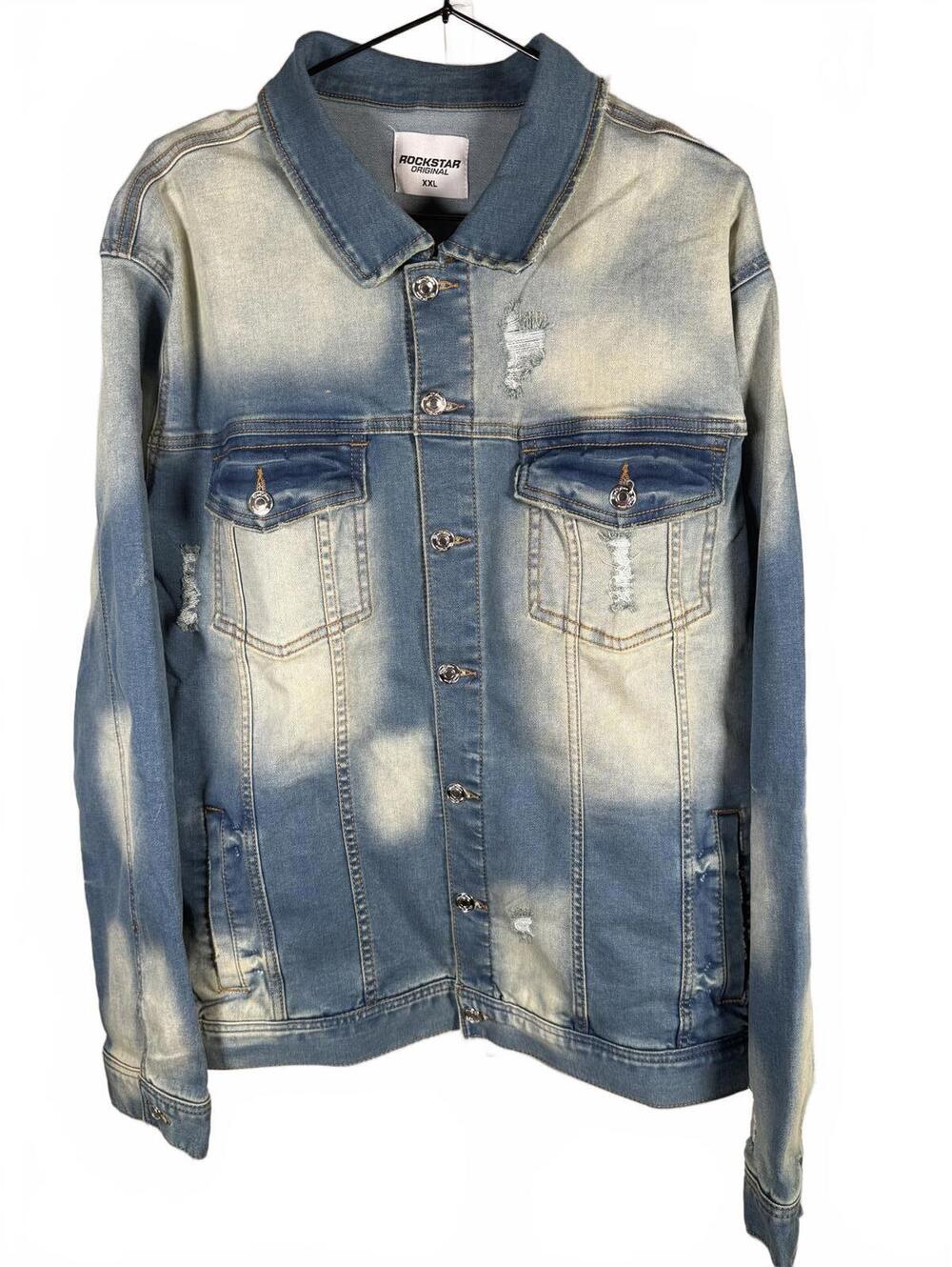 Rockstar Original Thrashed Distressed Denim Jacket Light Wash Men's XXL - Picture 3 of 7